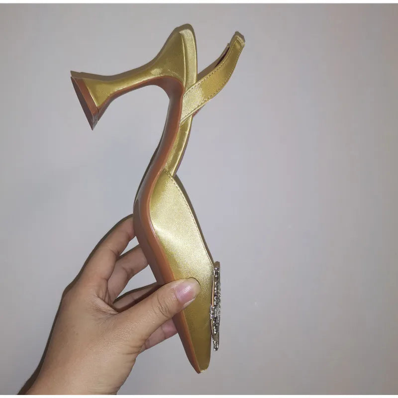 2025 Star style Women Sandals Elegant Pointed toe Slingback Summer Office Lady Shoes Fashion High heels Gladiator sandals Woman