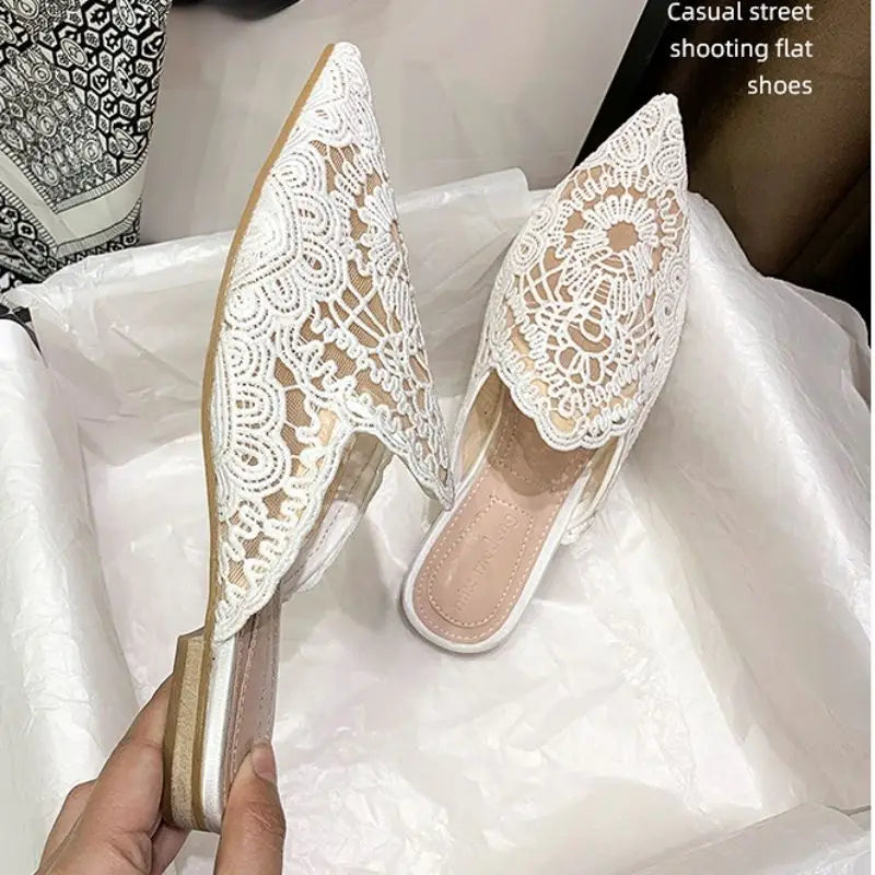 Lace Sandali Donna Femme Summer Slipper Slides Loafer Style 2026 Flat Women's Sandals for Ladies