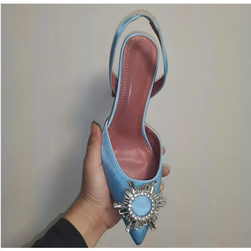 2025 Star style Women Sandals Elegant Pointed toe Slingback Summer Office Lady Shoes Fashion High heels Gladiator sandals Woman