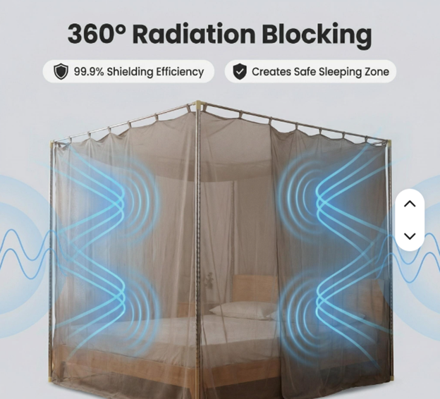 BLOCK EMF Anti Radiation Silver Mesh Fabric EMF Mosquito Net RFID Shielding Bed Canopy