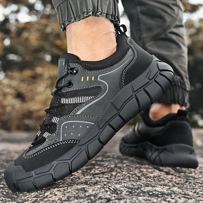 Fashionable Men Comfortable Lace Up Anti-collision Casual Sports Shoes Outdoor Men Breathable Anti Slip Soft Soled Hiking Shoes