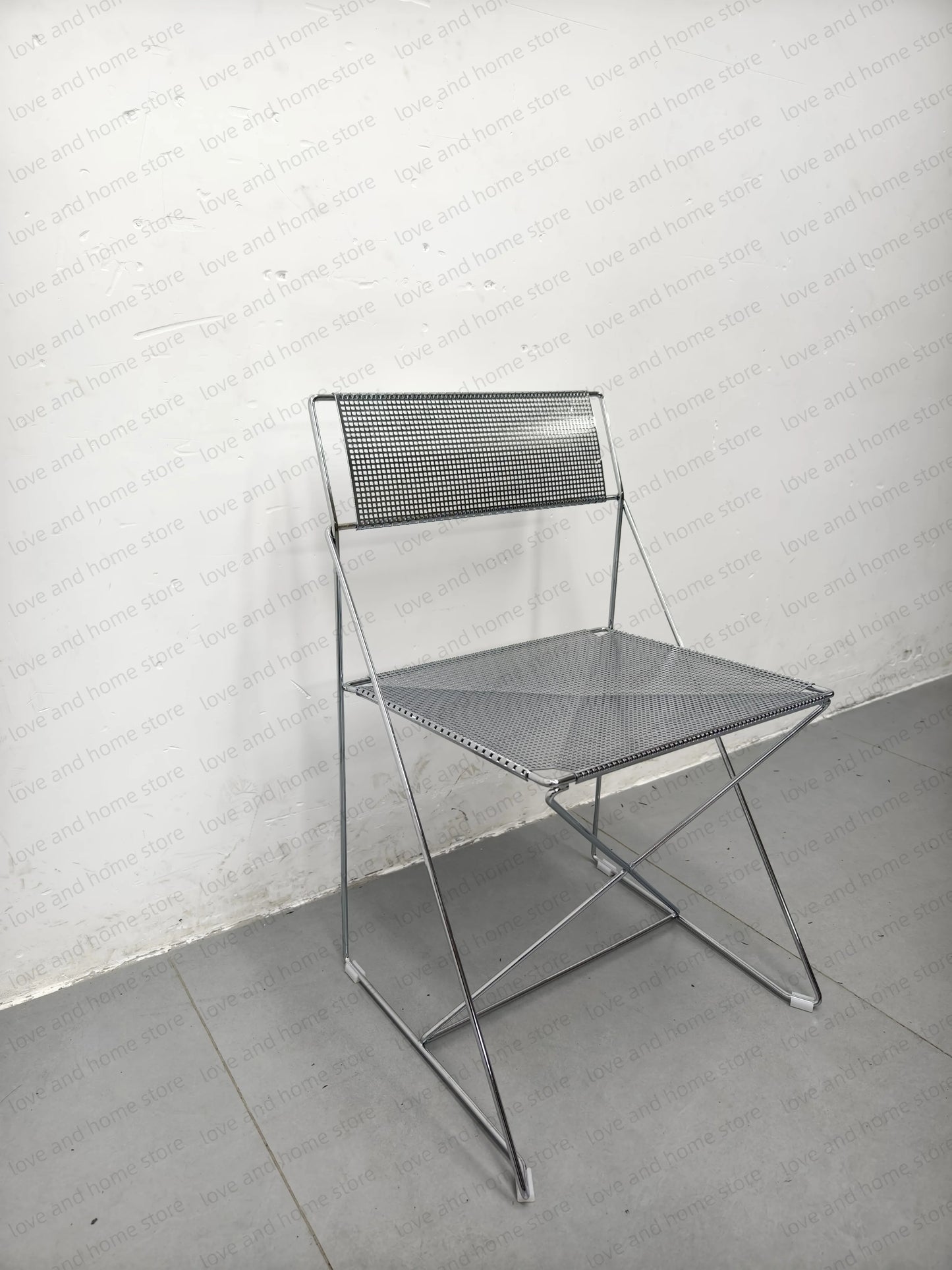Nordic Stackable Dining Chair Chromed Stainless Steel Steelwire Wire Mesh Panel Minimalism Style Robust Construction Denmark