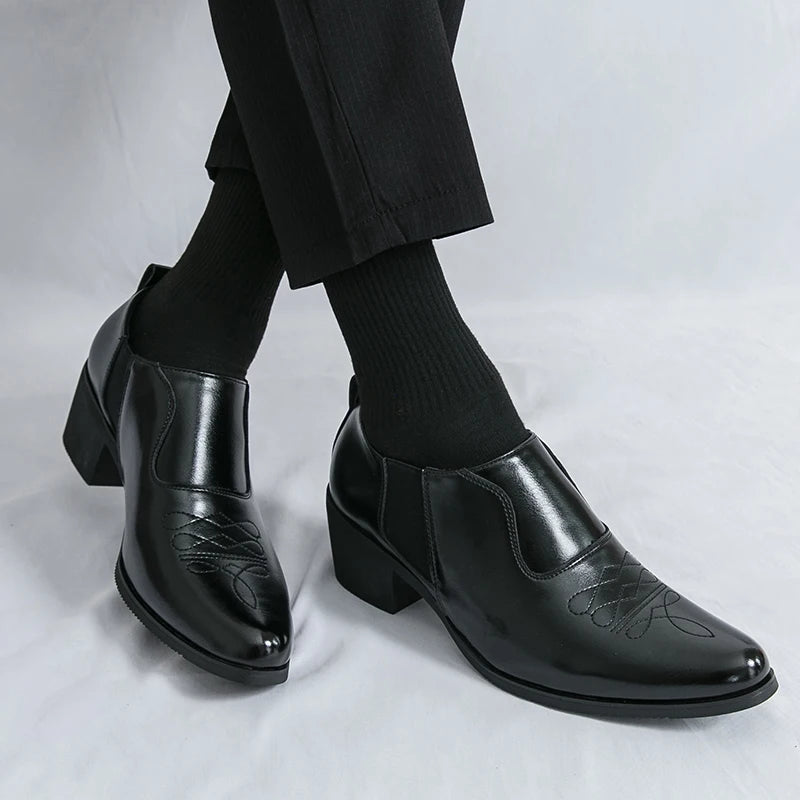 Spring New Men's Height Increased By 6 Centimeters Comfortable Leather Shoes Fashionable Business Attire Groom's Wedding Shoes