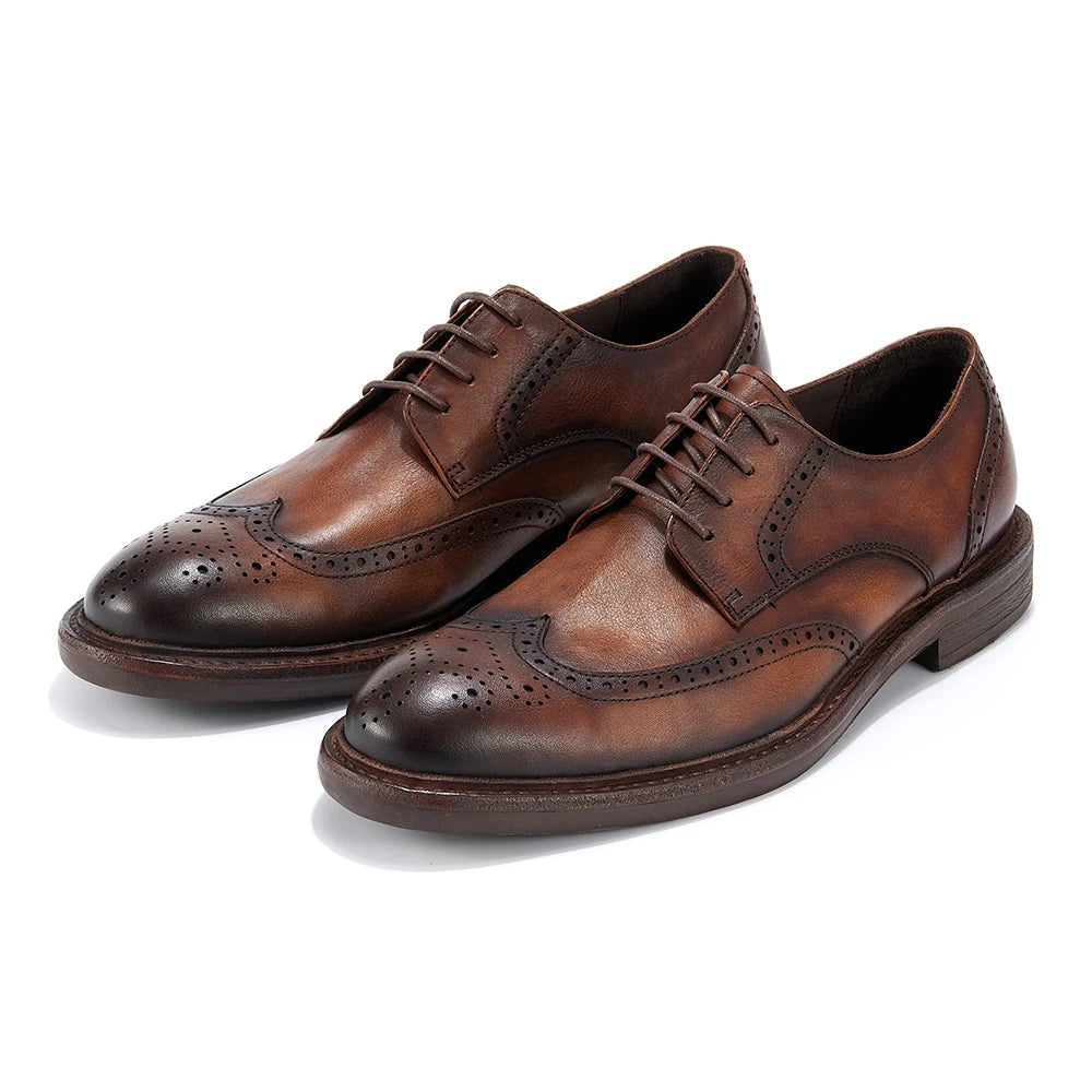 Men's Full-grain Genuine Leather Formal Dress Shoes Soft Comfortable Business Casual Footwear Classic Men's Footwear