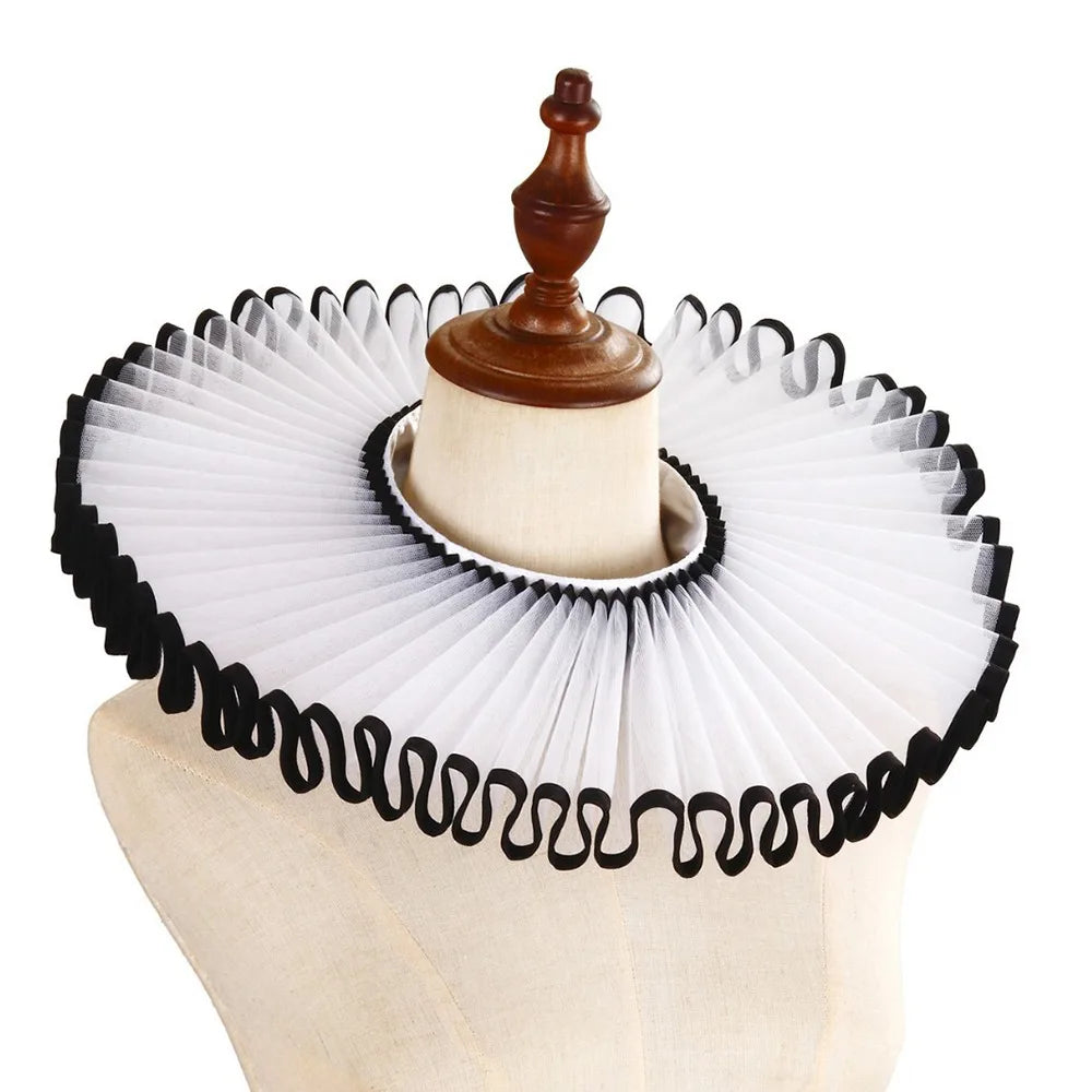 Detachable Shakespeare Neck Ruffled Collar Vintage Elegan Renaissance False Collar Victorian Costume Retro Ruff Collar