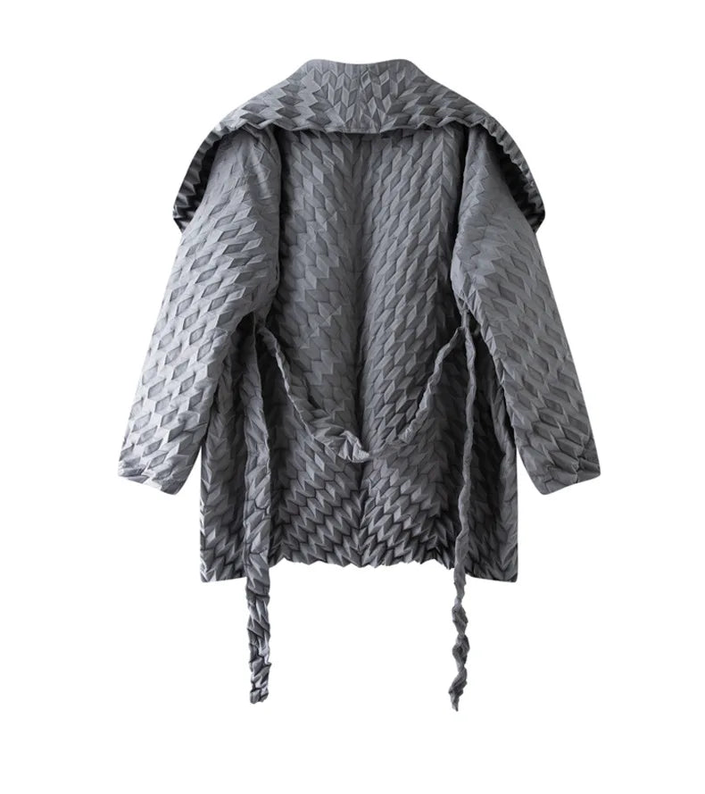 Miyake Pleated Top, Women's Solid Color Short Jacket, Handmade Pleated Versatile Loose Version, Lapel Cardigan, Autumn New Style