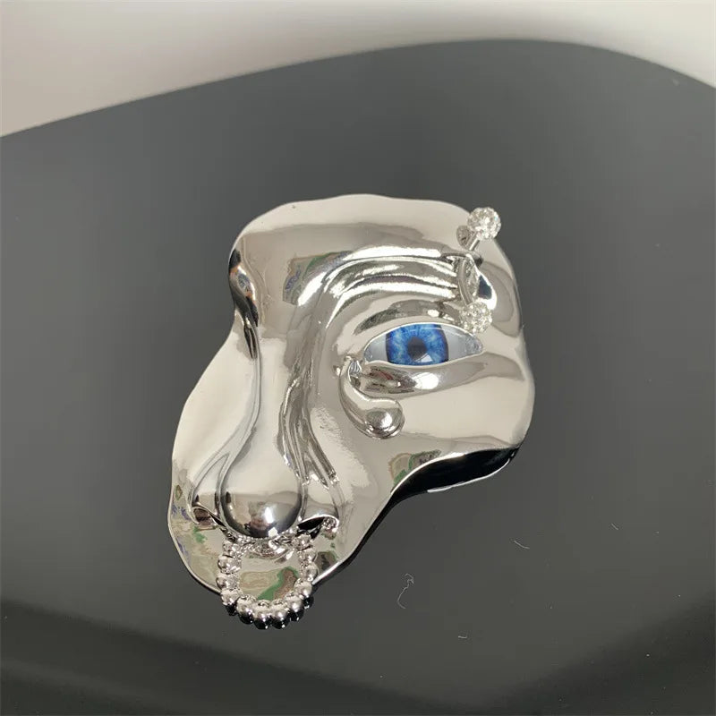 2024 New French Gold-Plated Face Brooch Vintage Fashion Suit Skirt Brooch Unisex Men's Women's Jewelry Accessories