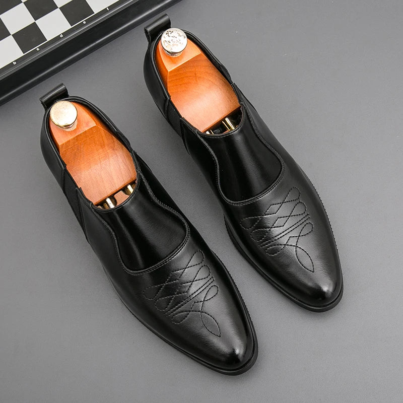Spring New Men's Height Increased By 6 Centimeters Comfortable Leather Shoes Fashionable Business Attire Groom's Wedding Shoes