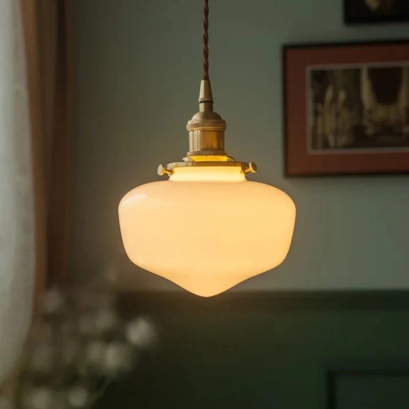Art Deco Style Opaline Glass  light.  White Opaline Glass LED Pendant Lamp Beside Home Bathroom Bedroom Living Room Light Nordic Modern Hanglamp Lampara