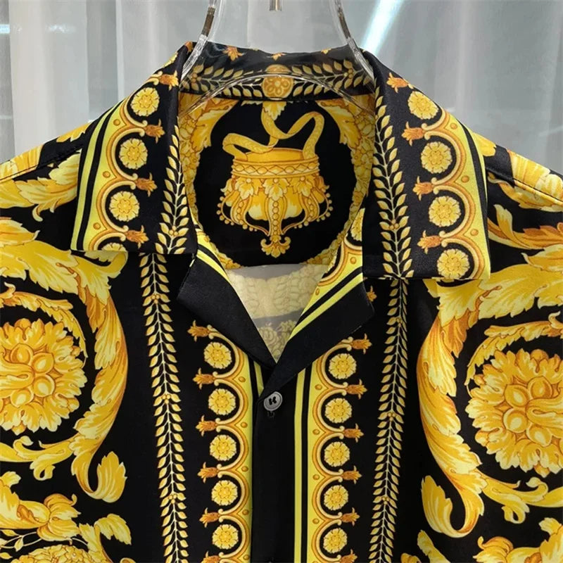 2025 Spring and Summer New Fashion Digital Printing Men's Short Sleeve Shirt High Quality Comfortable Lightweight Fabric