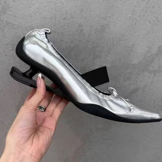 Retro Designer Mary Jane Shoes Women Strange Heel Bowknot Dress Shoes Female Ballet Style Fashion Brand High Heels Women Pumps