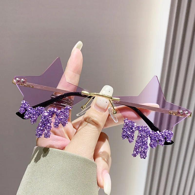 Shiny Luxury Diamonds Sunglasses Women Men Trends Punk Rimless Sun Glasses Female Personality Rhinestone Eyewear Shades UV400