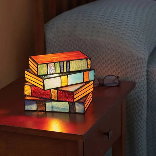 Vintage Stacked Books Lamp Resin Handicraft Table Lamp 3D Puzzle Reading Lighting Vintage Table Lamp Nightstand Desk Lamps