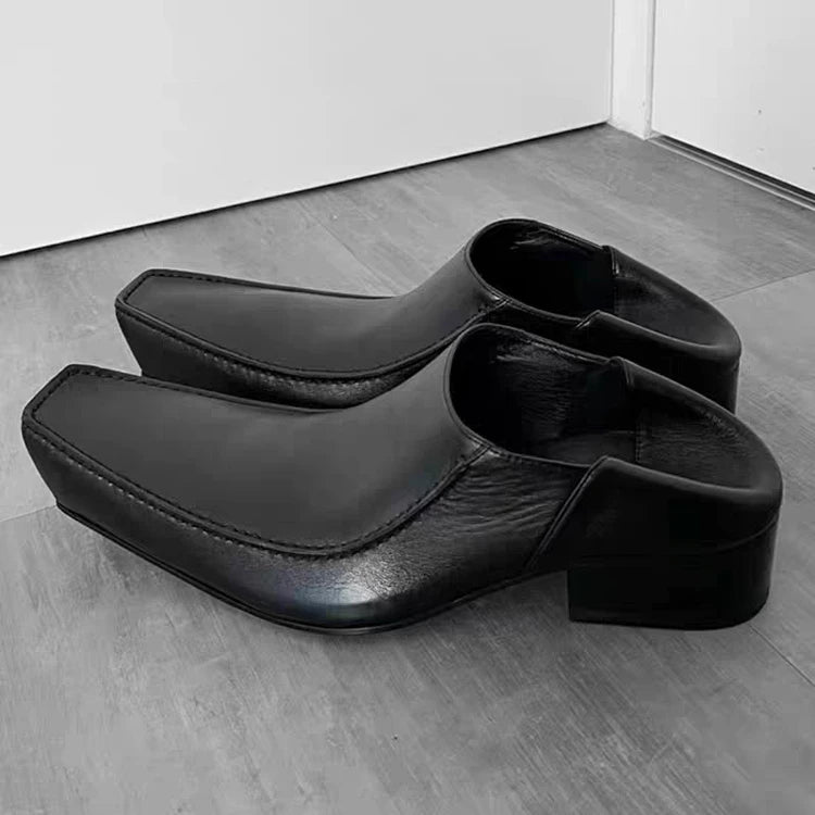 Women/Men's Square Toe Flat Derby Shoes Black Leather Shoes 2026 New Fashion Office Party Dress Business Shoes 35-43