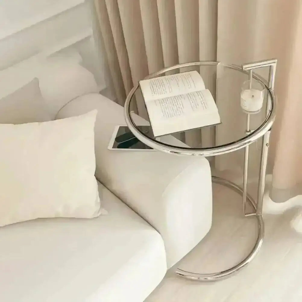 End Adjustable Table C-shape Glass Sofa Coffee Table Room Nordic Side Lift Design Living Stainless Steel Furniture