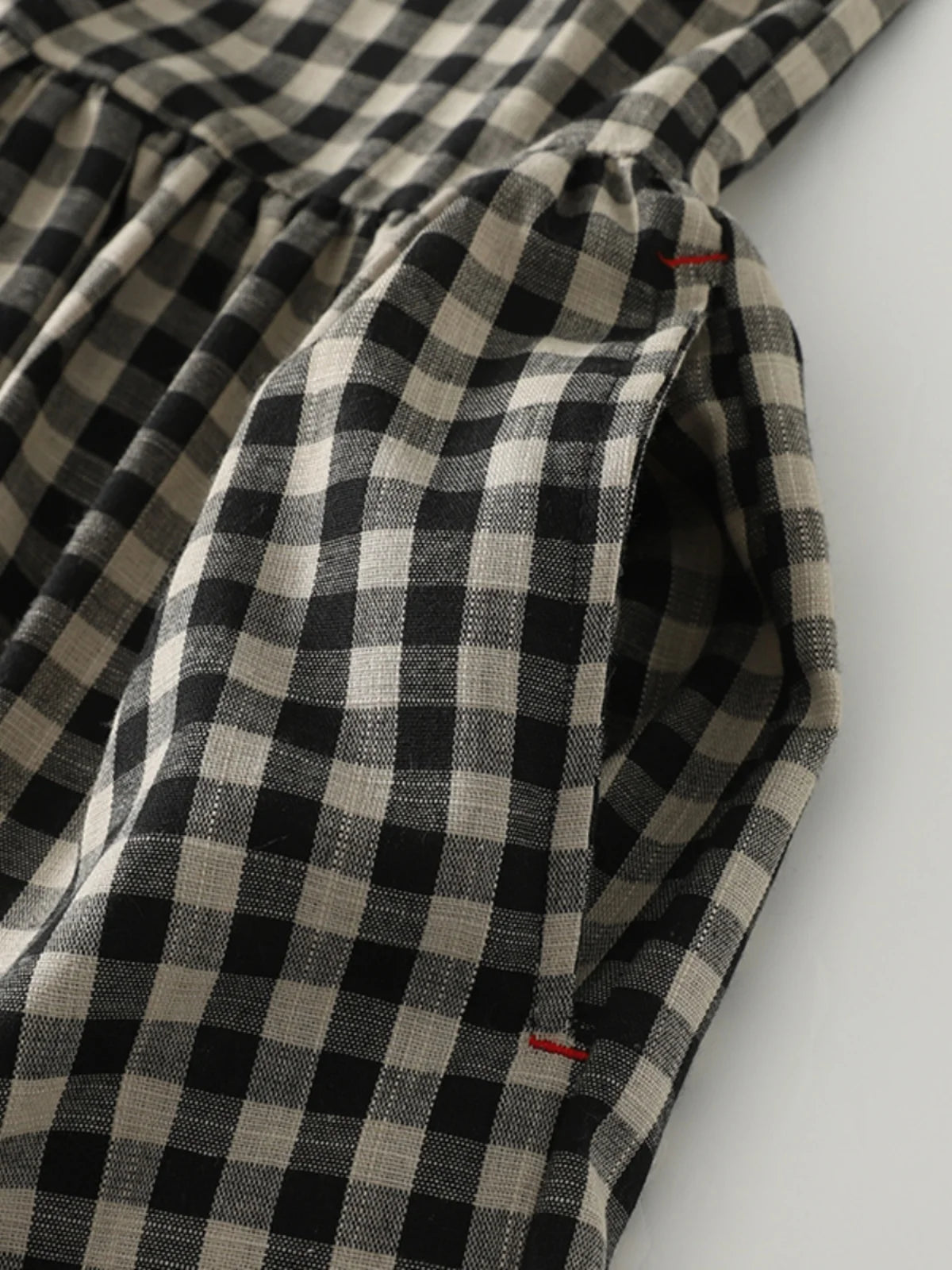 Retro Japanese Sle Linen Plaid Vest Dr Women Summer Loose Cotton Linen Svel Midi Dr A-Line Skirt round Ne