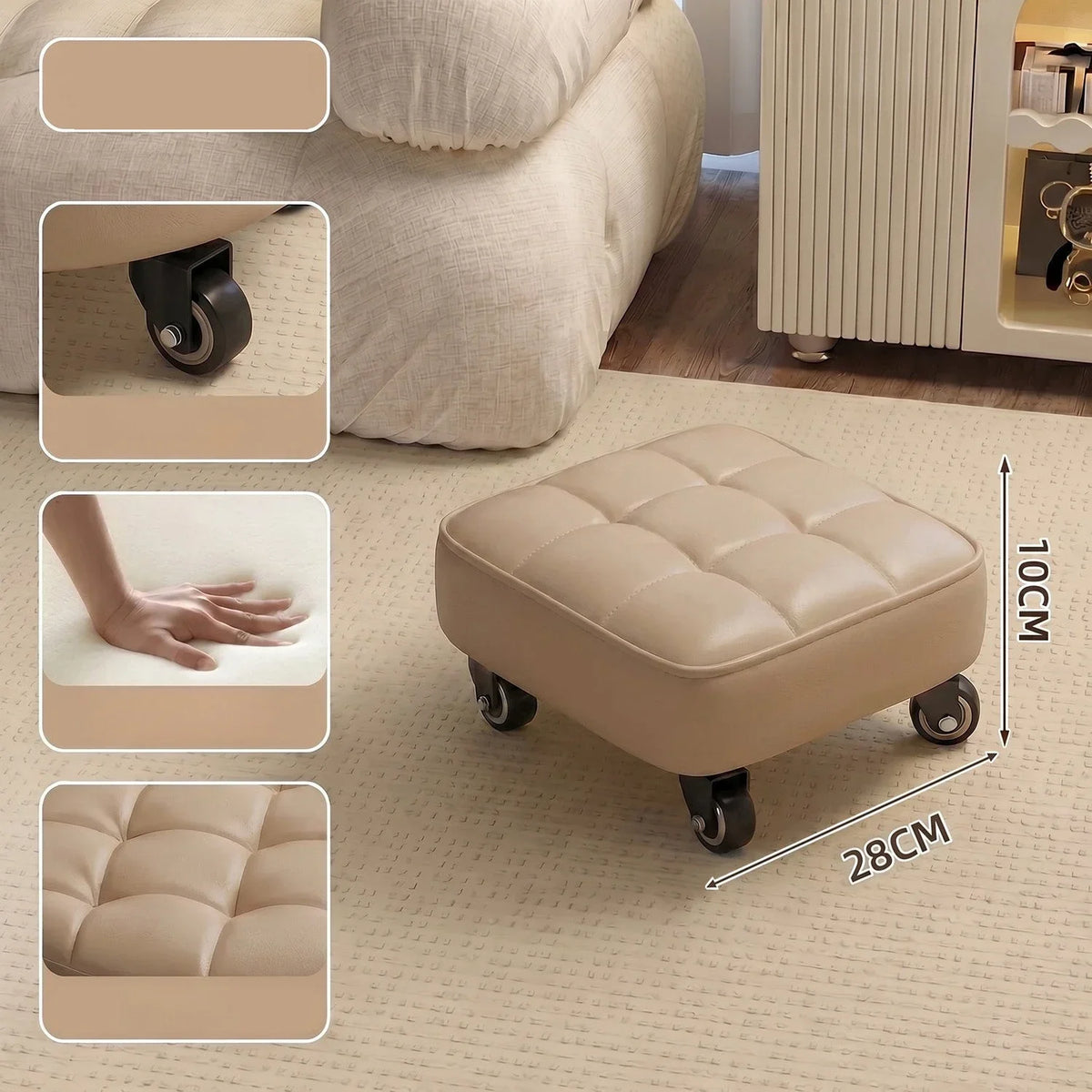 Household Wheeled Low Stools Floor-cleaning Chairs Wheeled Seam Sealing Stools Rotating Nail and Pedicure Round Stools