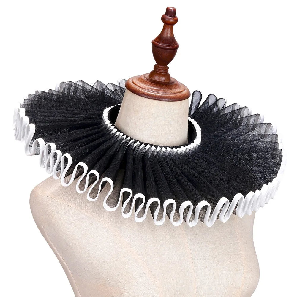 Detachable Shakespeare Neck Ruffled Collar Vintage Elegan Renaissance False Collar Victorian Costume Retro Ruff Collar