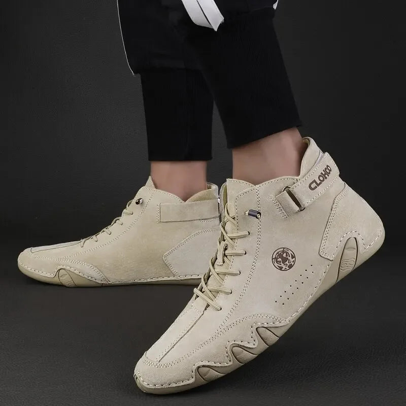 Men's Genuine Leather Shoes Ankle Boots 2024 Men Sneakers Outdoor Light Lace-Up Casual Shoes Fashion Loafers Winter Warm Boots