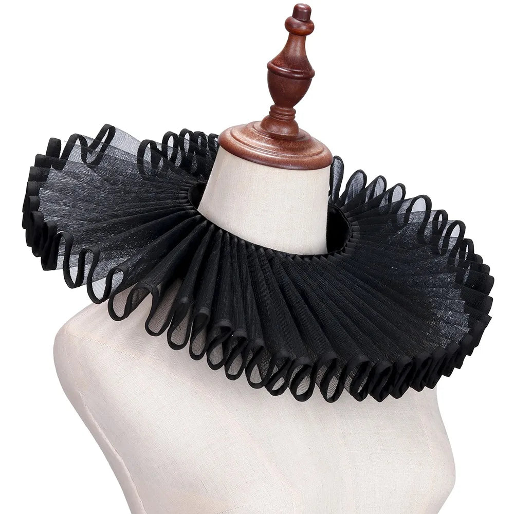 Detachable Shakespeare Neck Ruffled Collar Vintage Elegan Renaissance False Collar Victorian Costume Retro Ruff Collar