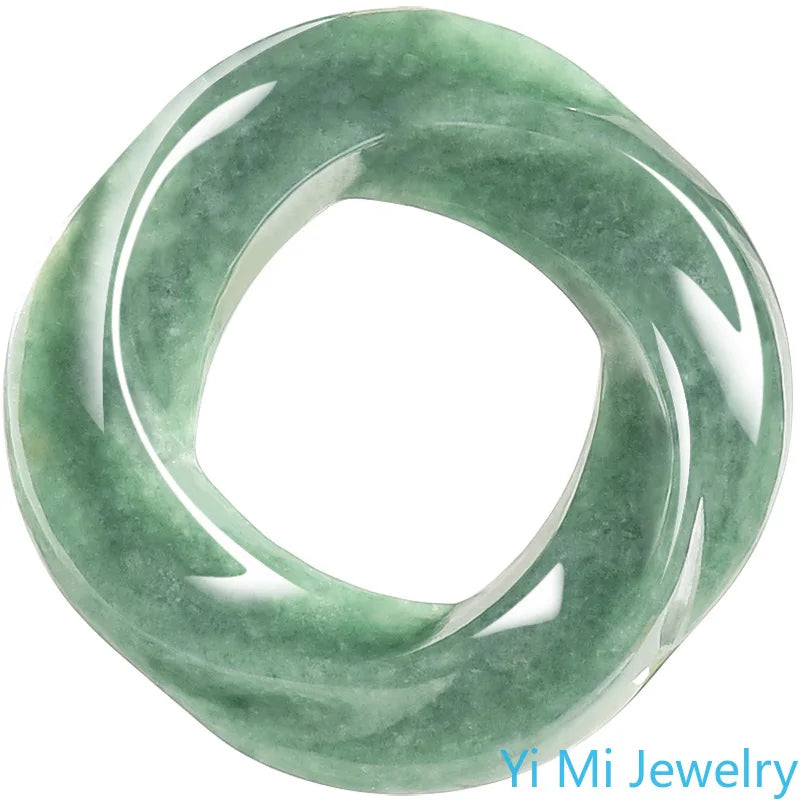 100% A-grade Jade Bean Green M Ö Bius Ring Pendant for Men and Women Eternal Symbol of Fashion Perfect Jewelry Festival Gift
