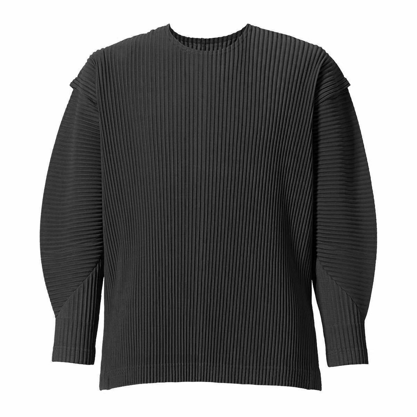 Autumn Summer New Original Miyake Pleated Men's T-shirt Long Sleeves O-neck Solid Color Casual Loose Style Fashion Male Tops