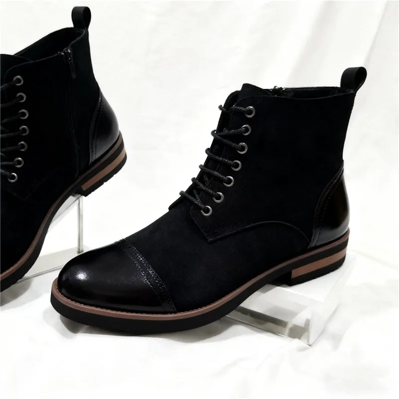 High Quality Men's Autumn New Comfortable High Top Casual Leather Shoes Fashion Brand Men's Lace Up Non Slip Casual Short Boots