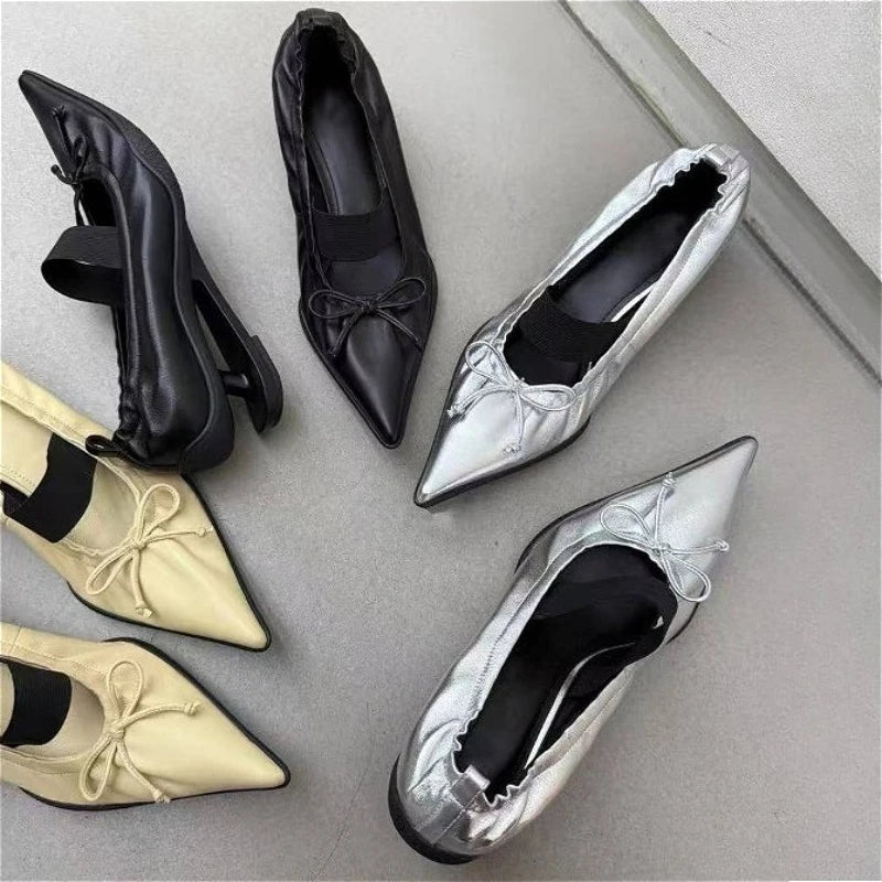 Retro Designer Mary Jane Shoes Women Strange Heel Bowknot Dress Shoes Female Ballet Style Fashion Brand High Heels Women Pumps