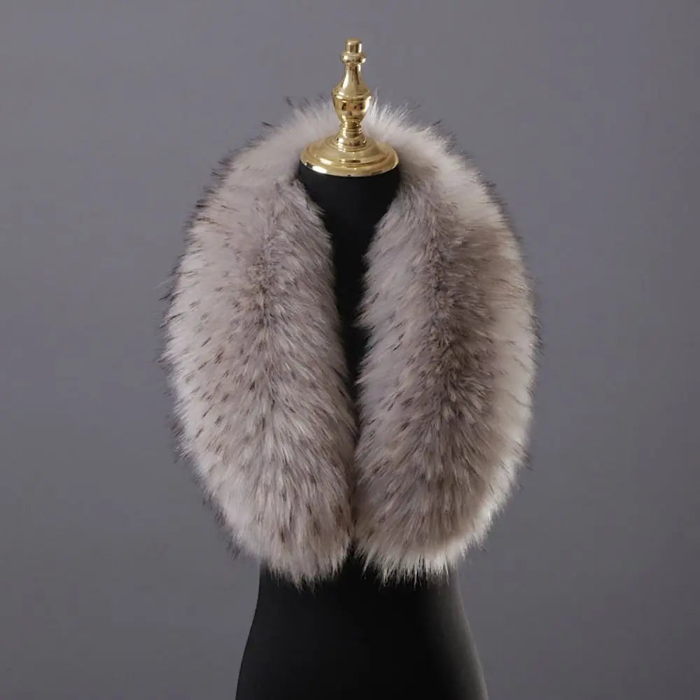 New 80cm Large Faux Fur Collar Detachable Winter Fur Gray Collar Neck Collar Wraps Jackets Hood Shawl Fake Fur