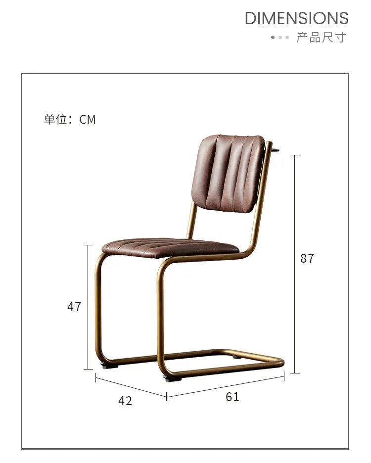 Mid-century Dining Chair Retro Iron Frame Armchair Postmodern Luxury Backrest Leisure Seat for Household Dining Room Furniture