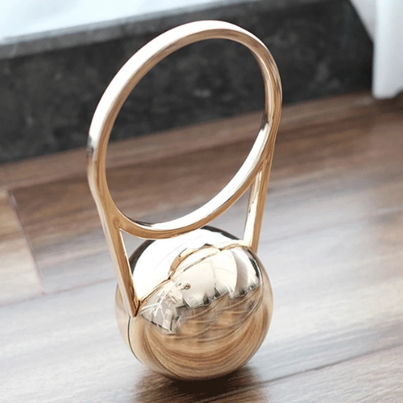 Fashion Bride Pearl White Round Metal Gold Women Luxury Evening Banquet Clutch Bag Wedding Purse Party Crossbody Day Handbag