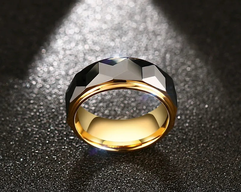 Mens Rings Tungsten Carbide Anti-scratch 8mm Gold-color Thumb Finger Punk Metal Wedding Party Engagement Male Jewelry Waterproof