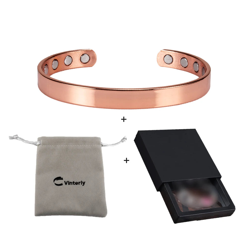 Pure Copper Bracelets for Women Arthritis Pain Relief Adjustable Magnetic Bangles Benefits Healing Energy Minimalist Jewelry