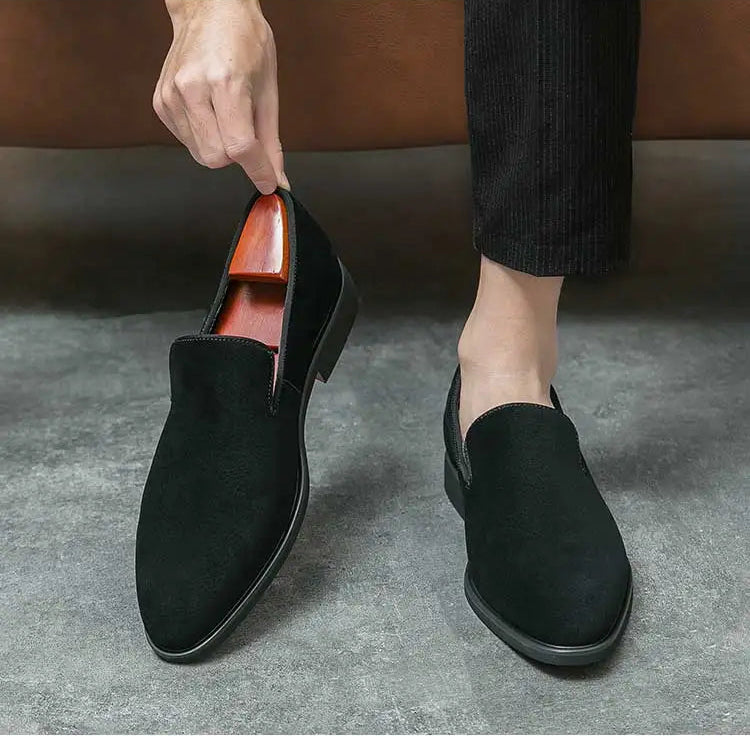 New In Red Bottom Shoes for Men Loafers Flock Solid Slip-On Party Men Dress Shoes Size 38-48 Free Shipping Men Shoes