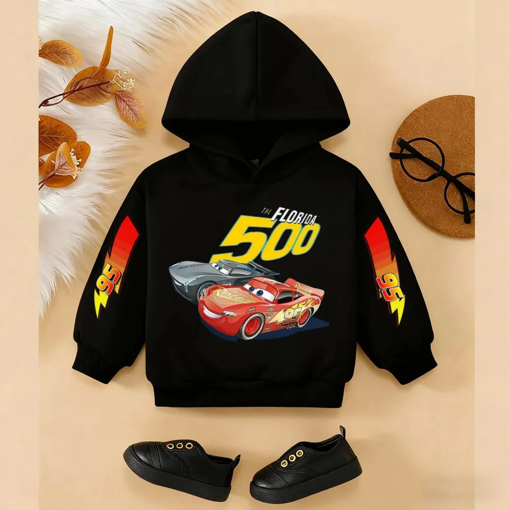 Girls and Boys Classic Anime Car Story Children's Spring and Autumn Fashion Hoodie, 3-14Y Boys and Girls Hoodie