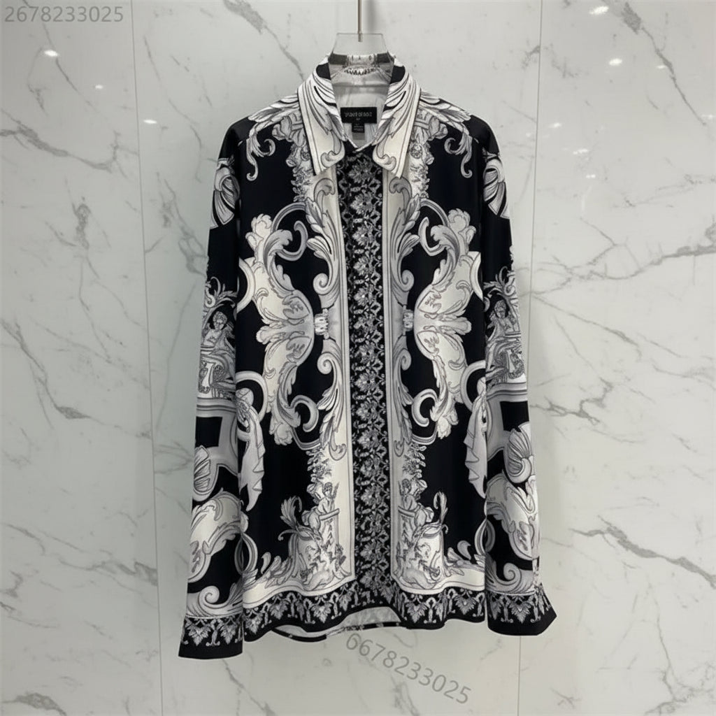 Luxury Men's classic long sleeve lapel shirt, high quality modern shirt, versatile men's top. Button cuffs. Loose, slim fit.
