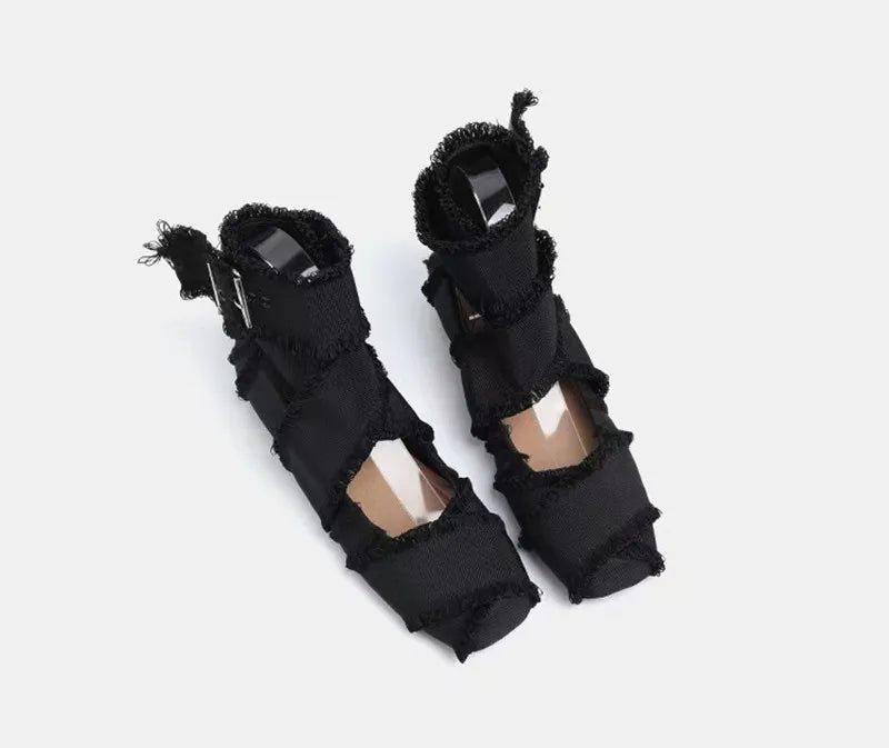 Vintage Tassel Canvas Women Ballet Flats Spring Autumn Soft Soles Dance Walking Shoes Fashion Ankle Strap Mary Janes Girls Shoes