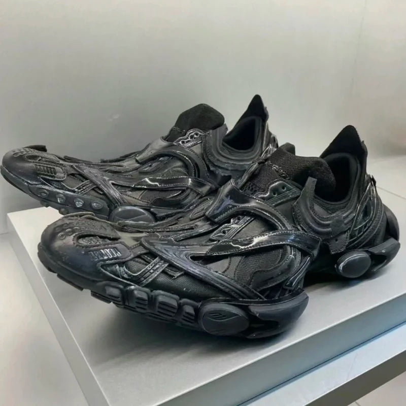 Thick Soled Height Increasing Casual Sneakers for Men Lace-Up Wear-Resistant Breathable Solid Color Shoes Handmade Men's Shoes