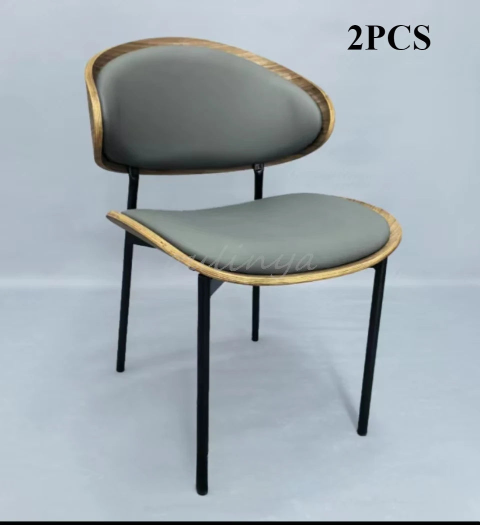 Leather Dining Chairs Set of 2 or1,Mid Century Modern Chair, Upholstered Kitchen Dining Room ChairsBlack WalnutBendwood.