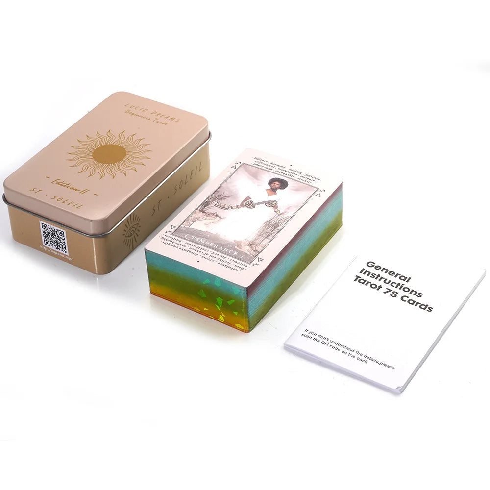10.3*6cm Lucid Dreams Beginners Tarot In A Tin Metal Box Tarot Deck with PDF GuideBook Divination Cards