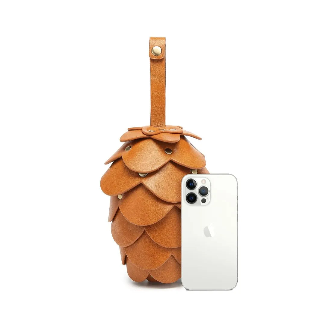 Men's Women's Fashion Personalized Creative Handbag Adult Unisex Retro 3D Pine Cone Shaped Shoulder Bag Couples Party Bag