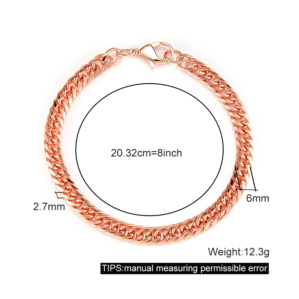 Pure Copper Bracelets for Men Women Adjustable Cuban Chain Link Lobster Clasp 6mm Wide Anti-scratch Male 7-10.5 Inch Jewelry