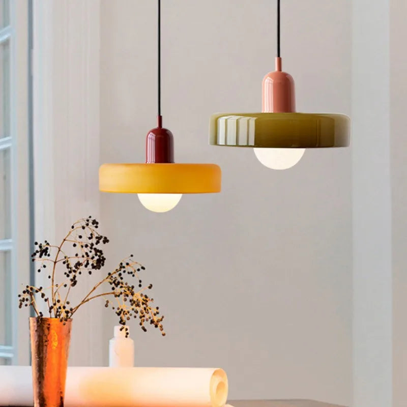 Modern Glass Pendant Lights Kitchen Restaurant Hanging Lamp Ceiling Chandeliers Nordic Decoration Denmark Orange Decor Lighting