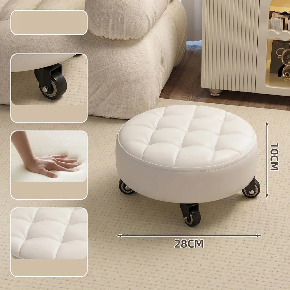 Household Wheeled Low Stools Floor-cleaning Chairs Wheeled Seam Sealing Stools Rotating Nail and Pedicure Round Stools
