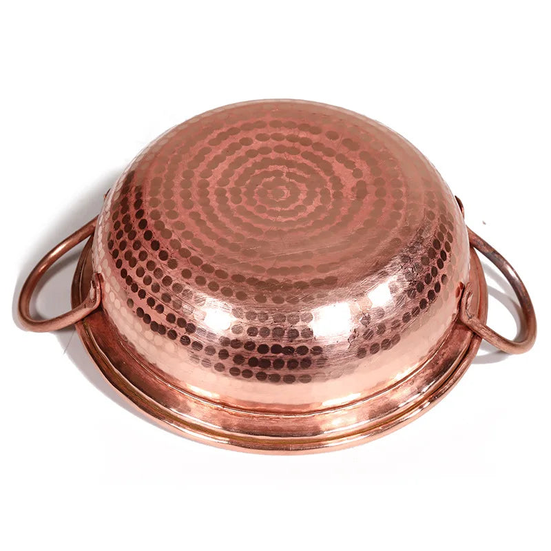 Handmade Pure Copper Double-Ear Rice Pot with Thickened Base Premium Heat Conduction Cookware for Noodles Soup Durable