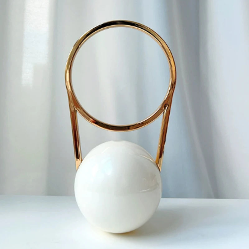 Fashion Bride Pearl White Round Metal Gold Women Luxury Evening Banquet Clutch Bag Wedding Purse Party Crossbody Day Handbag
