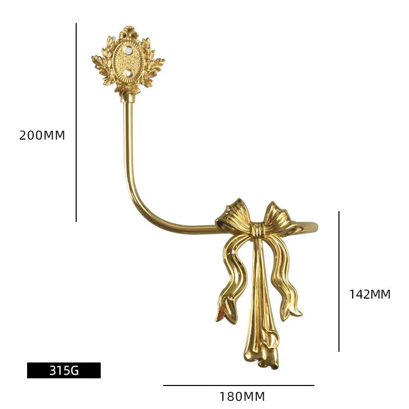 Luxury Brass Curtain Hook Retro Gold Wall Mounted Hanger for Bedroom Living Room Entryway Decor Elegant Hardware Accessories