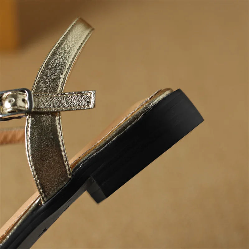 Fashion Horsehair t-strap women's Sandals Covered Toe Low Heels Female Summer Sandals Ladies Casual Sandals Walk