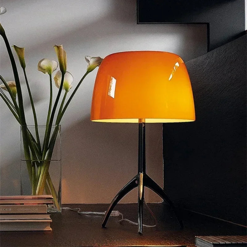 Italian Designer Glass Shade Table Lamp Tripod Desk Light for Bedroom