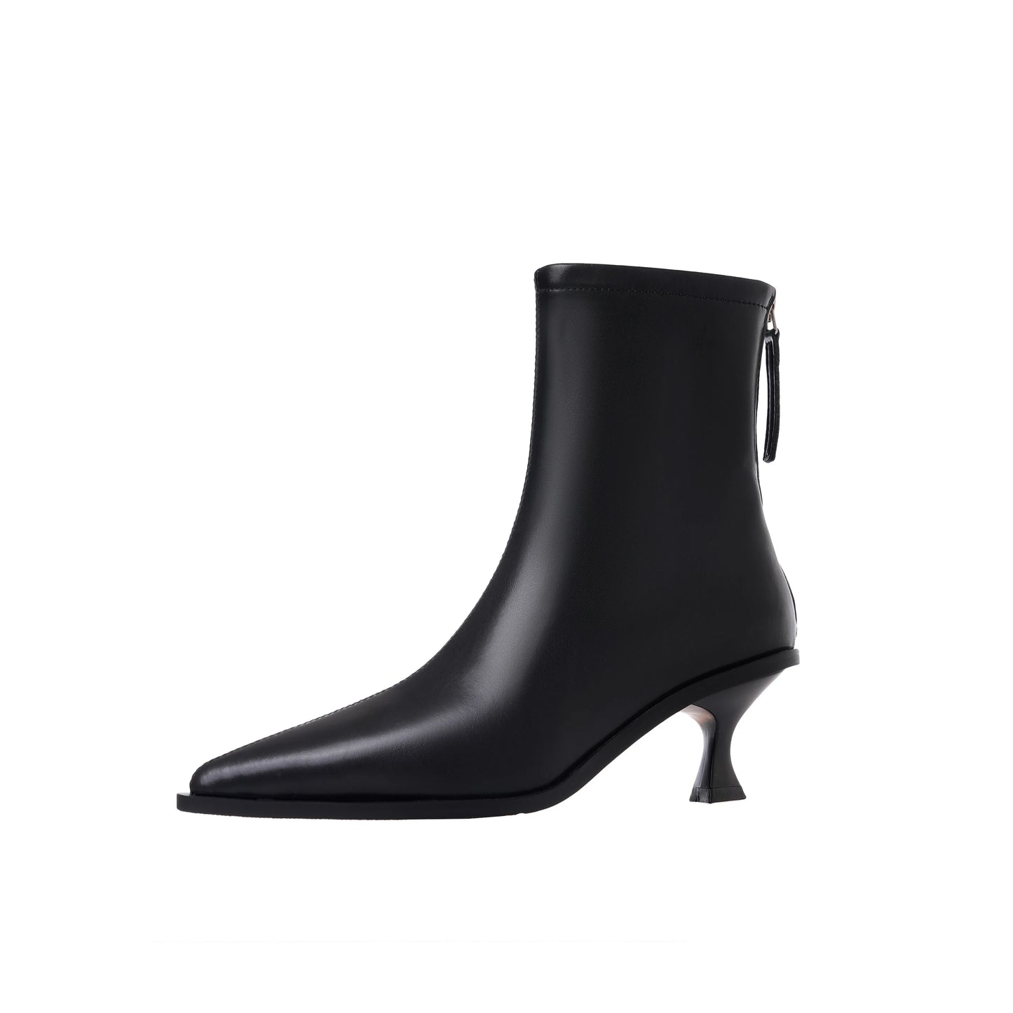 Chic Leather Women Ankle Boots Autumn Winter Office Lady Pointed Toe Thin High Heels  Short Booties Army Green